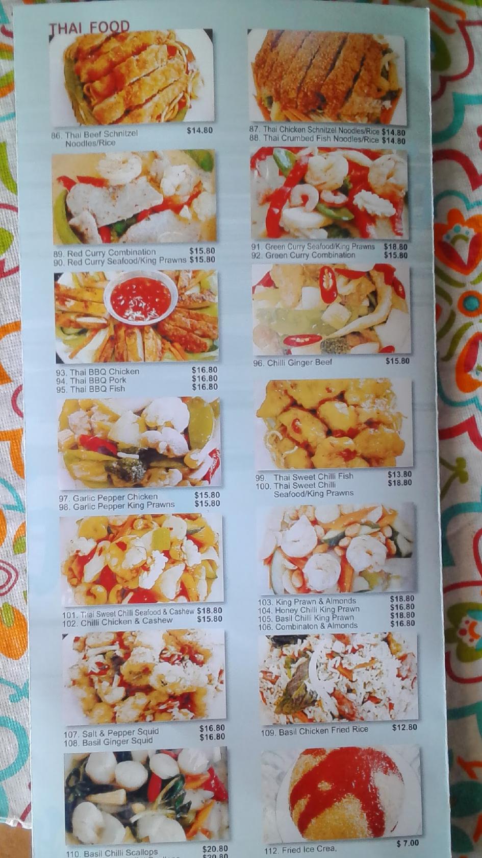 Menu at Yeppoon Noodle House fast food, Yeppoon