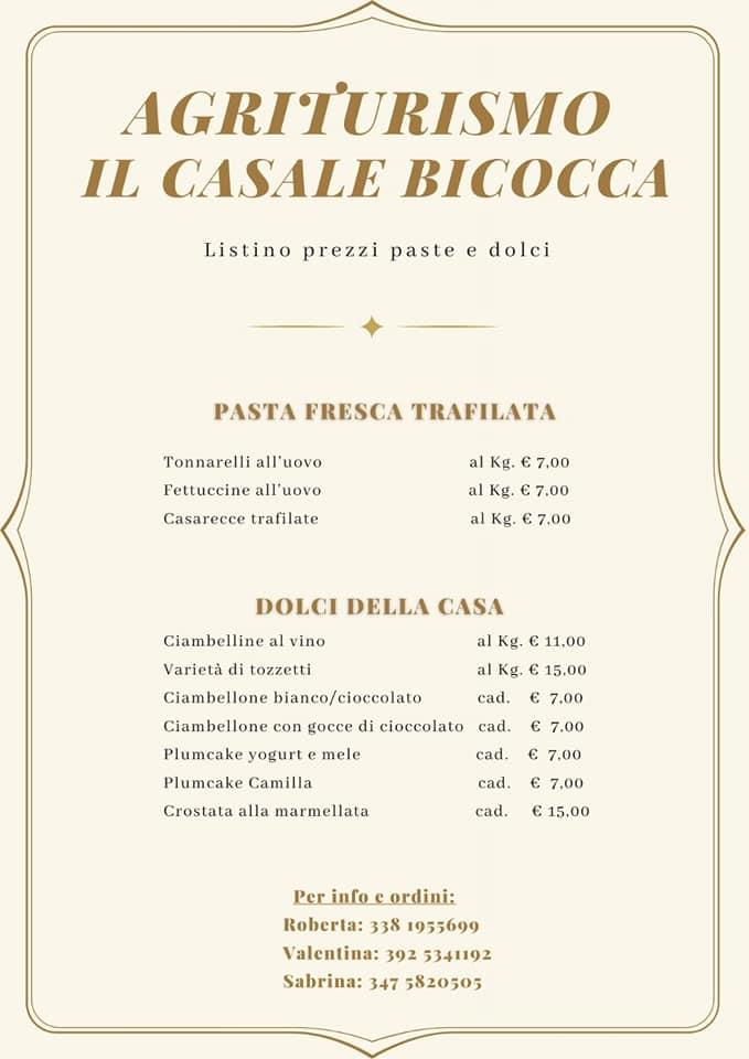 Menu di Agriturismo Il Casale Bicocca 