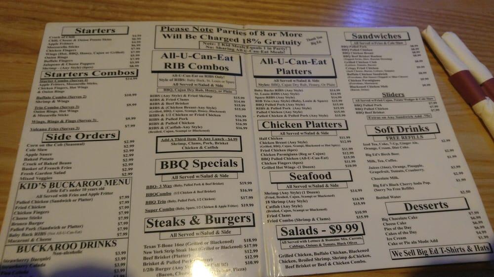 Menu at Big Ed's Barbecue, Matawan, 305 NJ34