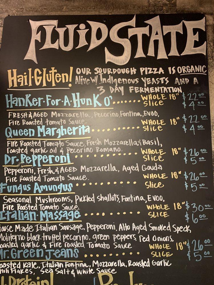 Menu at Fluid State Beer Garden pub & bar, Ventura