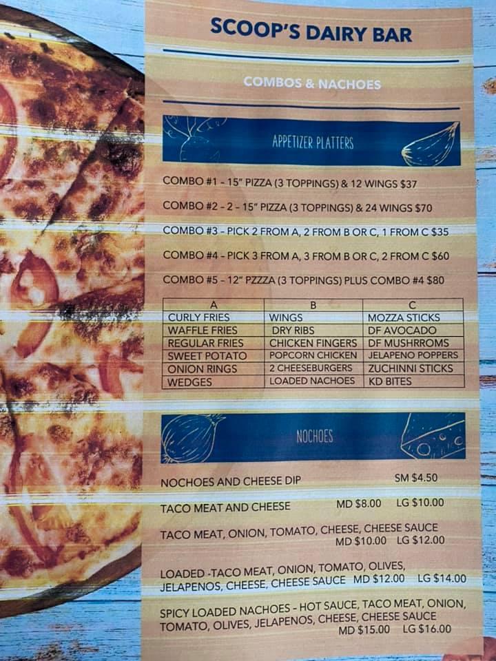 Menu at Scoop's Dairy Bar, Wadena