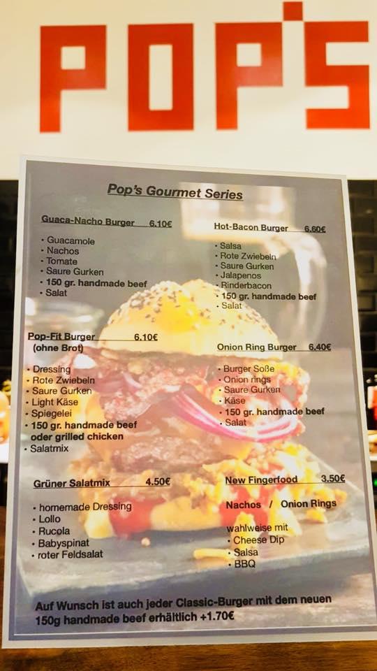 Speisekarte von Pops Burger & Sportsbar Stuttgart, Stuttgart