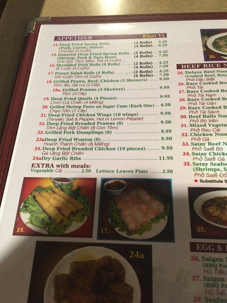 Menu at Viet Garden restaurant, Calgary, Crowchild Trail NW