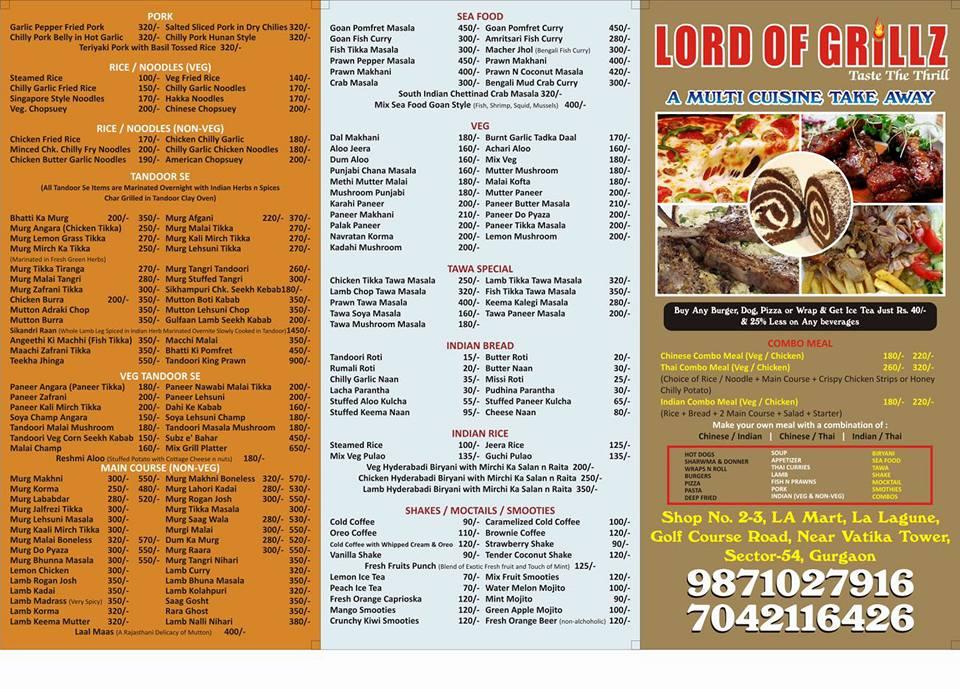 Menu at LORD of GRILLZ, Gurugram, Shop 2 N 3 La Mart
