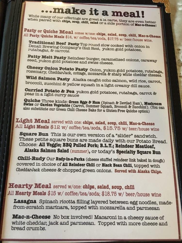 Menu at Talkeetna Roadhouse pub & bar, Talkeetna