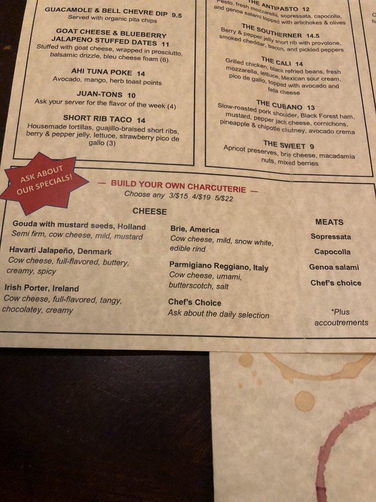 Menu at Church Street Wine Shoppe pub & bar, Huntsville, 501 Church St NW