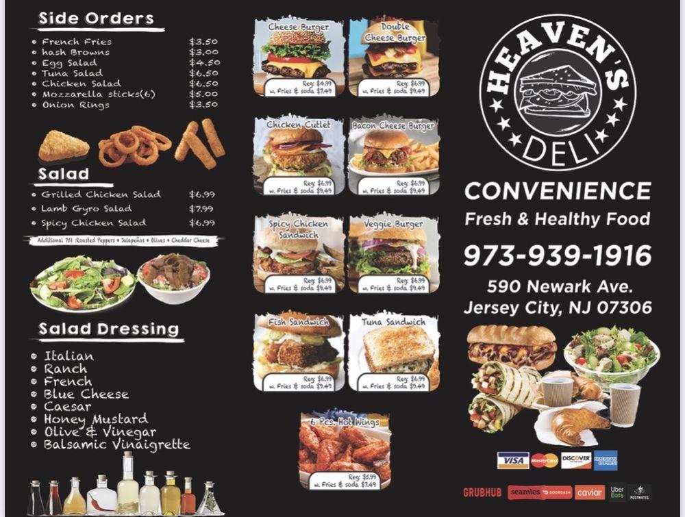 Menu at Heaven's Deli, Jersey City
