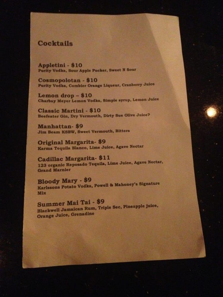 Menu at Landings Bar, Los Angeles, W Century Blvd