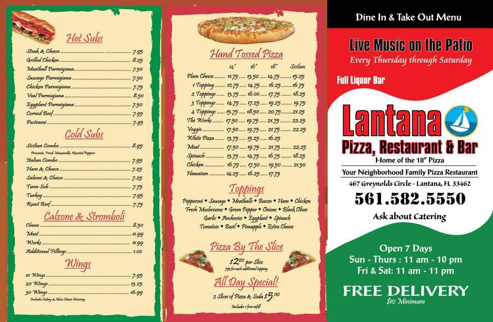 Menu at Lantana Pizza pizzeria, Lantana, 467 Greynolds Cir