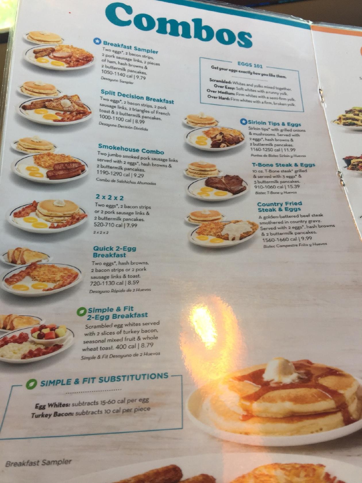 Menu at IHOP restaurant, Nampa