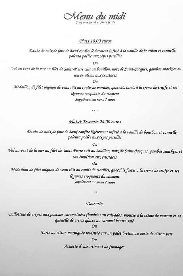 Menu at La Fleur de Thym restaurant, Flayosc