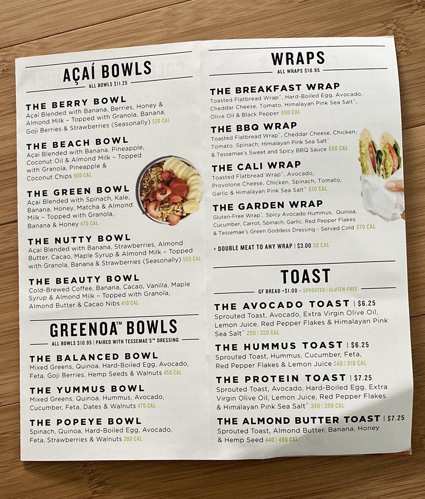 Menu at Clean Juice pub & bar, Park Ridge