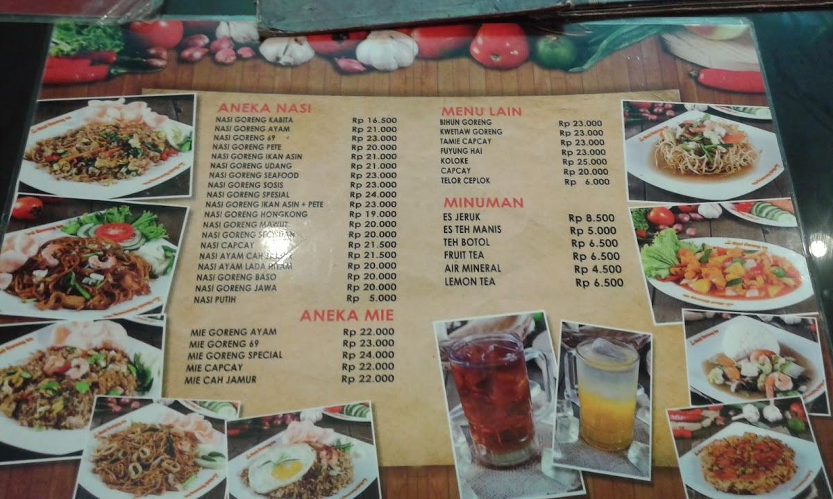 Menu at Nasi Goreng 69 restaurant, Surakarta, Solo Square