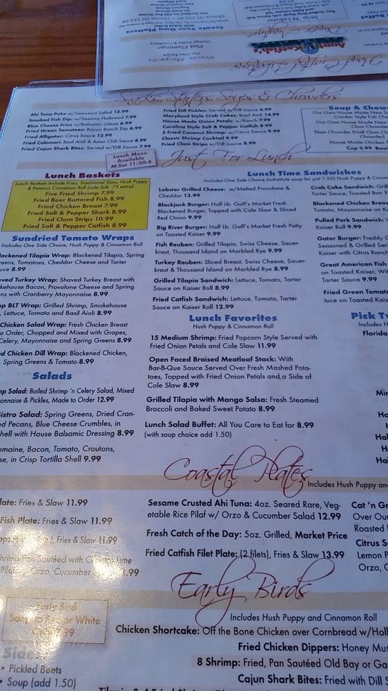 Menu at Aunt Catfish's On the River restaurant, Port Orange