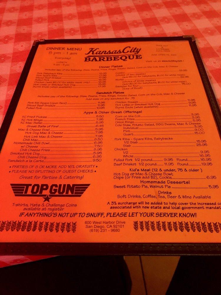 Menu at TOP GUN Bar, San Diego