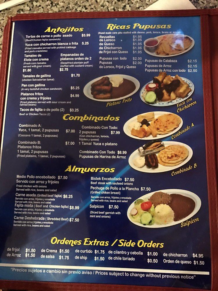 Menu at La Pupusa Rica restaurant, Houston, S Gessner Rd