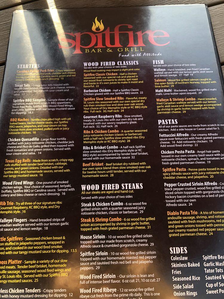 Menu at Spitfire Bar & Grill Detroit Lakes, Detroit Lakes