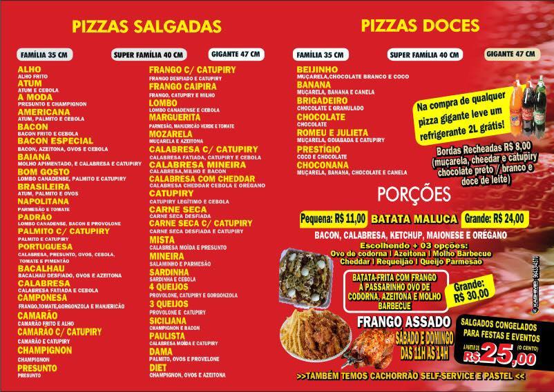 Bom Gosto cardápio