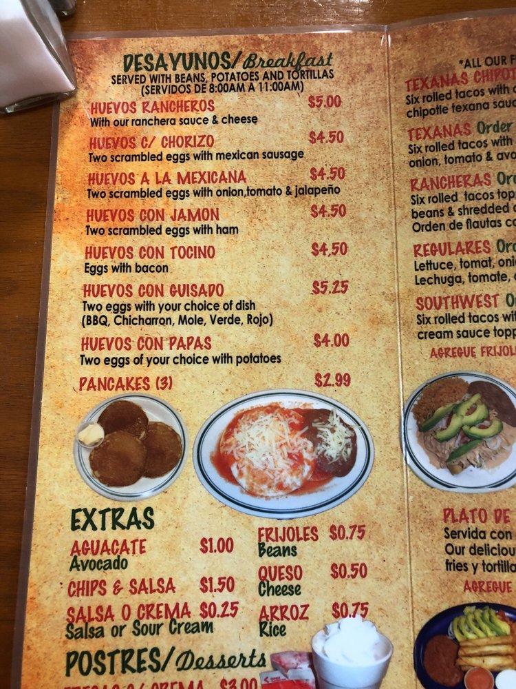 Menu at El Taquito restaurant, El Paso, Airway Blvd