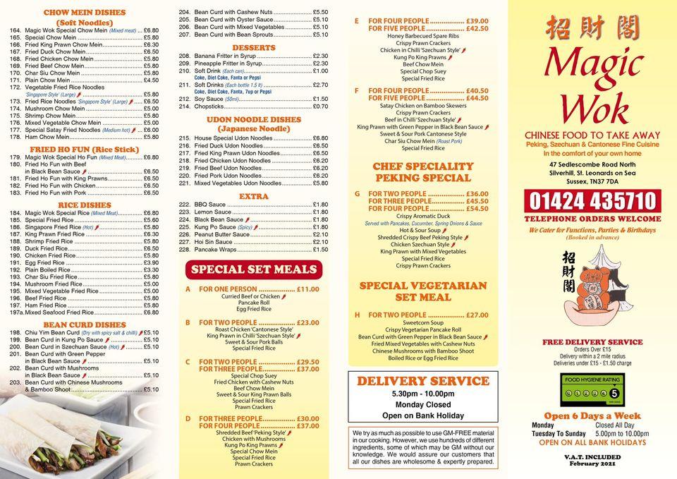 Menu at Magic Wok fast food, Saint Leonards