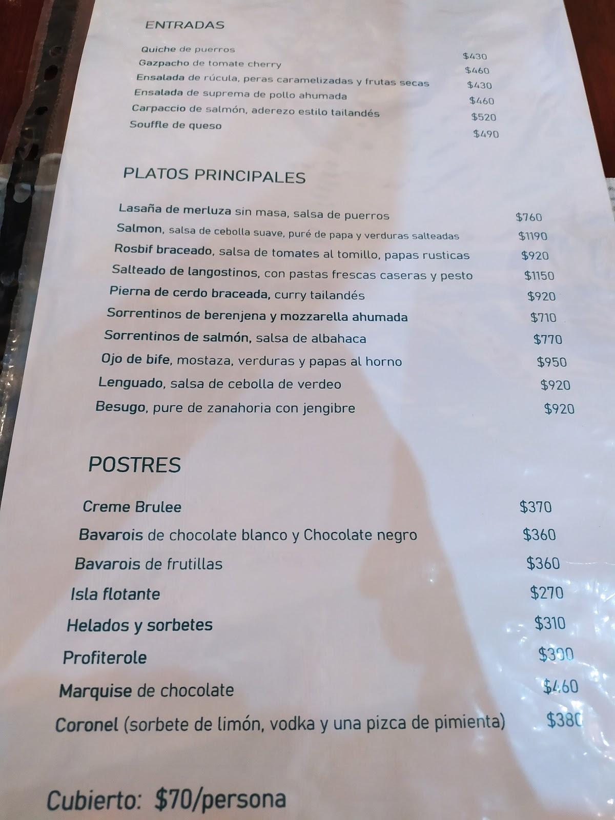 Menu at Thierry Bistrot restaurant, Canning