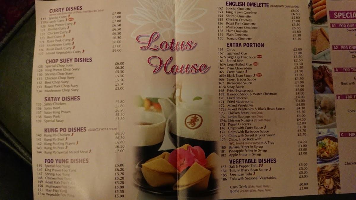 Menu at Lotus House, Wincanton, 8 South St