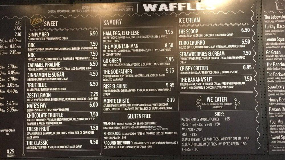 Menu at The Waffle Iron restaurant, Logan