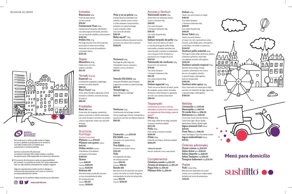 Menu at Sushi itto Plaza Bistro restaurant, Ciudad Juarez