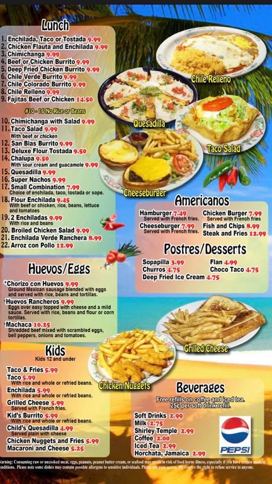 Menu at San Blas Mexican Restaurant, West Linn
