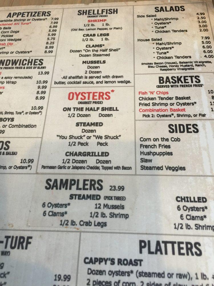 Menu at Shuckin' Shack Oyster Bar, Surf City