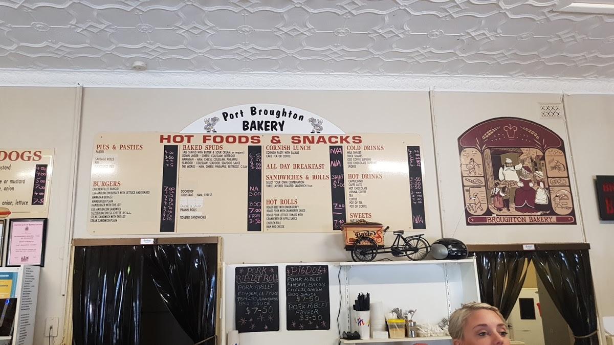 Menu at Port Broughton Bakery, Port Broughton