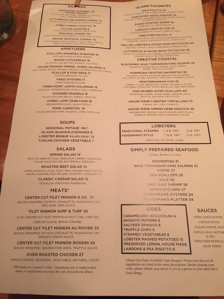 Menu at The Seagrille pub & bar, Nantucket