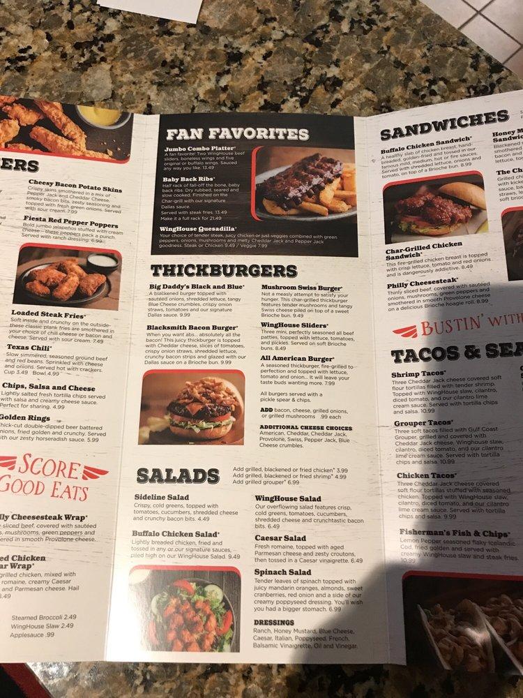 Carta del pub y bar The WingHouse of Tampa Stadium, Tampa, W Columbus Dr