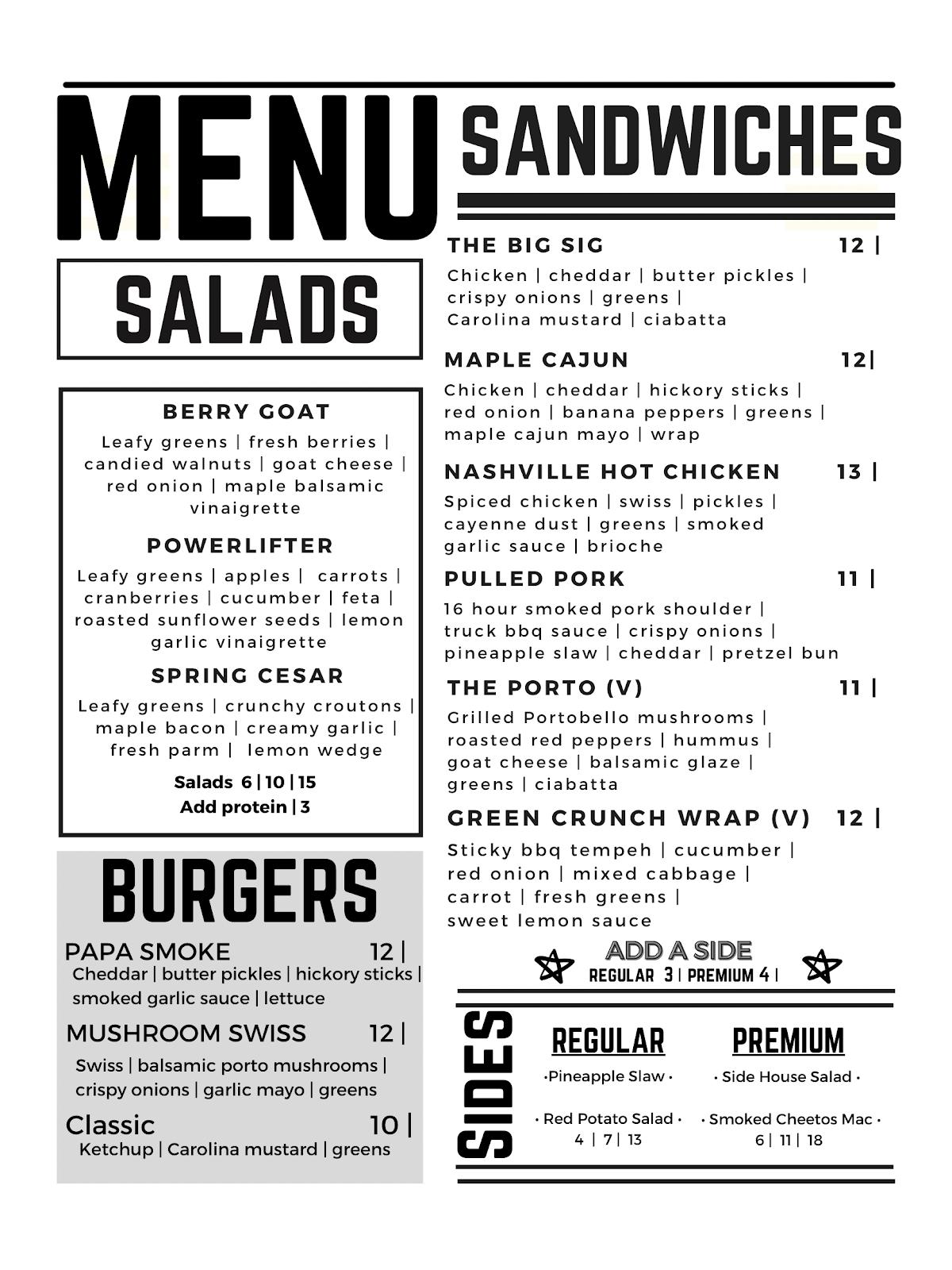 Menu at Smokebox Catering restaurant, Carleton Place