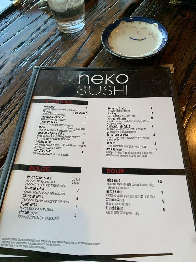 Menu at Neko Sushi Hyde park in Cincinnati restaurant, Cincinnati