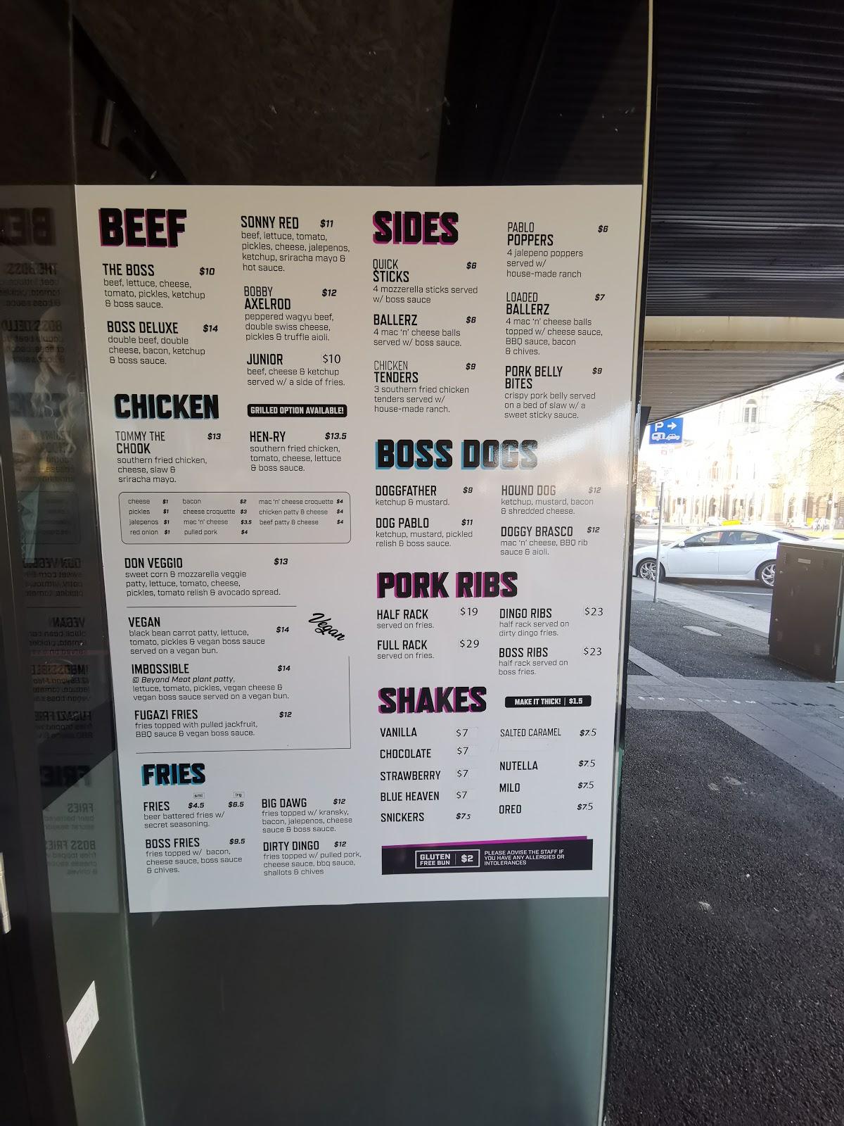 Menu at Boss Burger Co. Ballarat restaurant, Ballarat Central