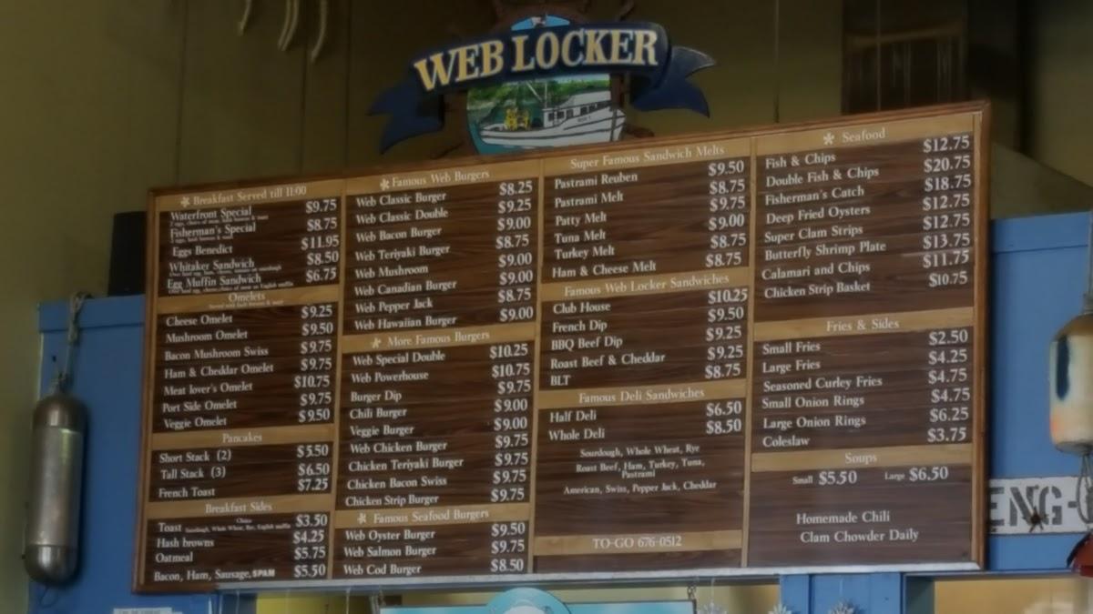 Menu at Web Locker Restaurant, Bellingham