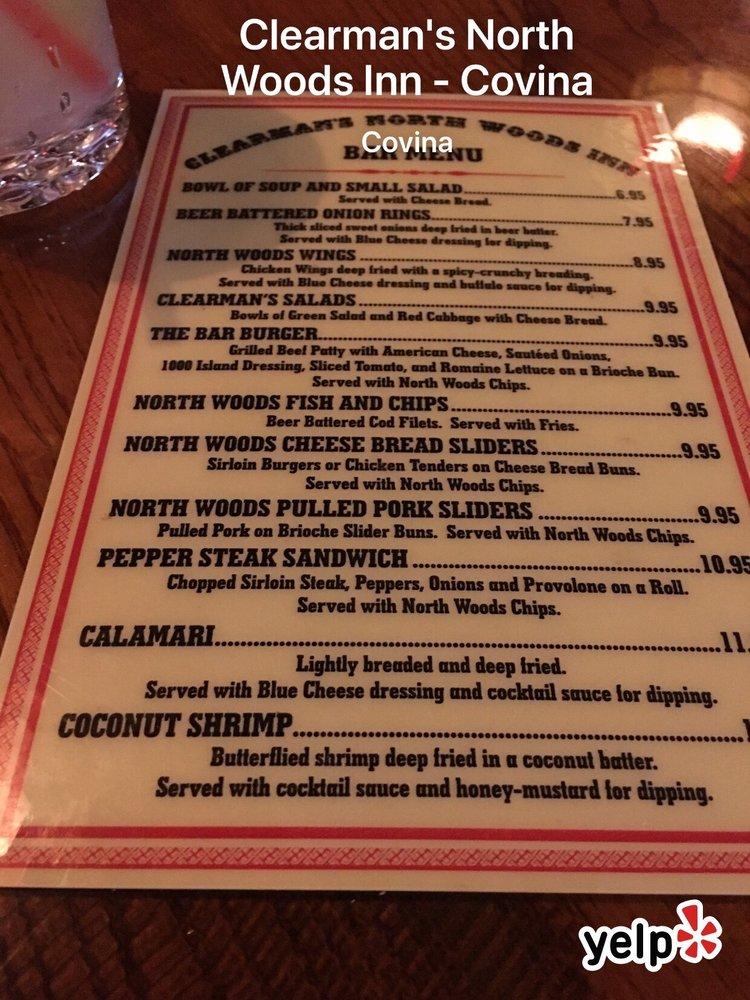 Menu at Clearman's North Woods Inn of Covina pub & bar, Covina