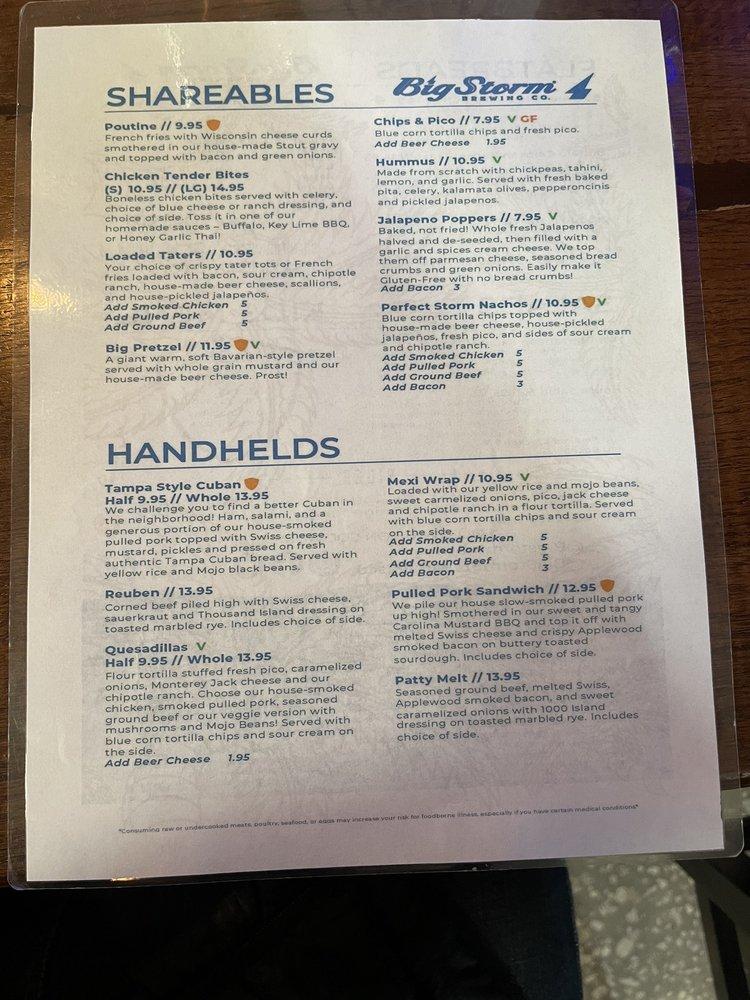 Menu at Big Storm Brewing Co. Odessa pub & bar, Odessa