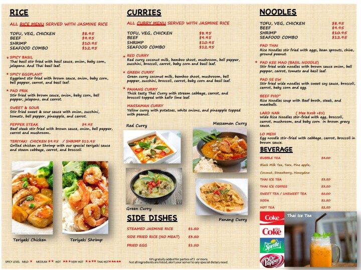 Menu at Chon Tong (Thai Cafe) Tennessee, La Vergne