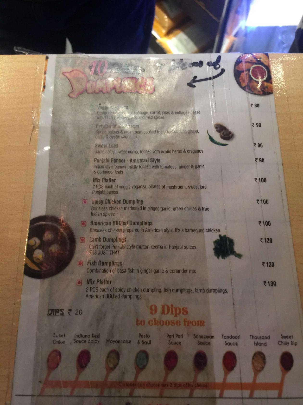 Crazy Dumplings menu