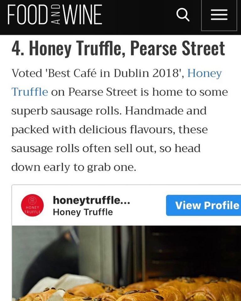 Menu at Honey Truffle cafe, Dublin