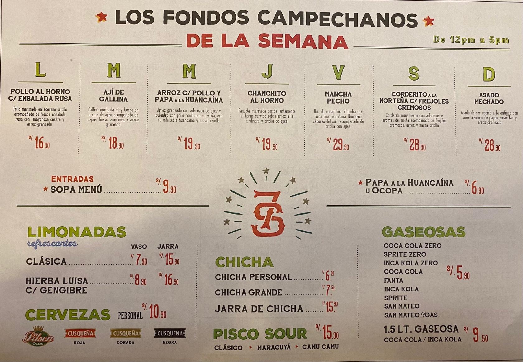 Carta Del Restaurante Siete Sopas Independencia Av Alfredo Mendiola