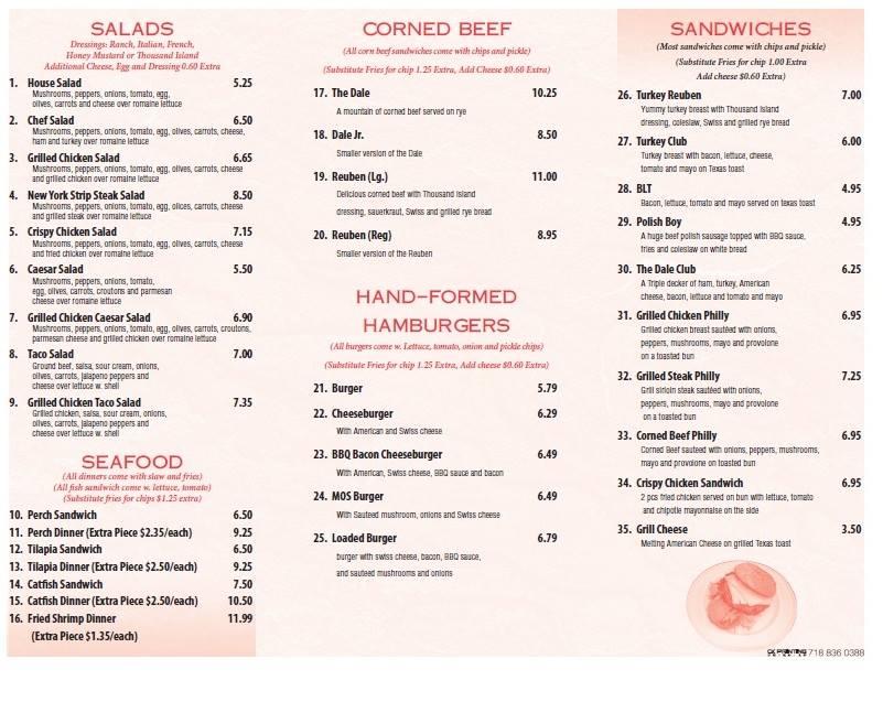 Menu at Dale's Deli BBQ, Euclid