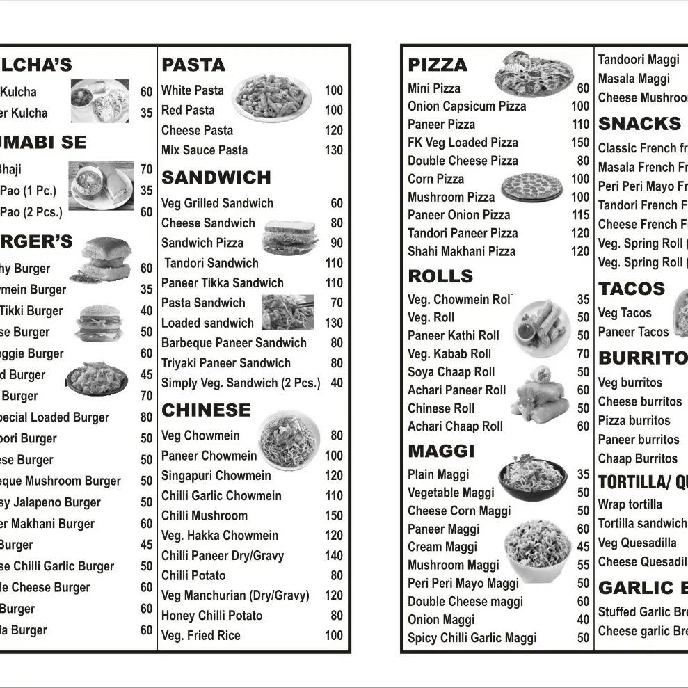 Food korner menu