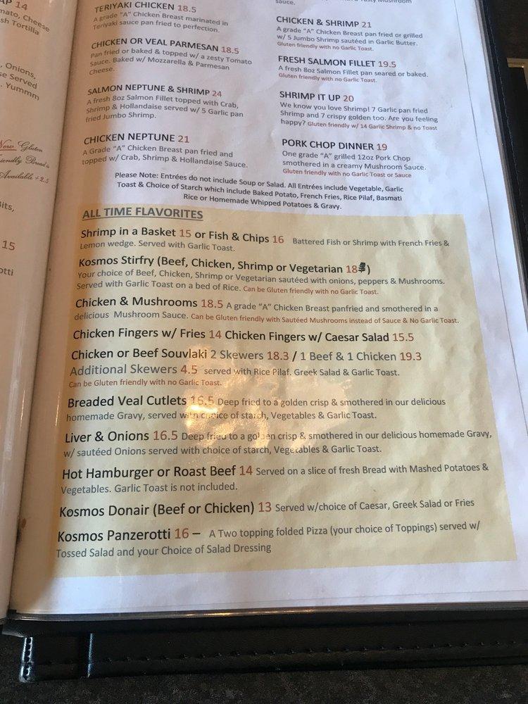 Menu at Kosmos Restaurant & Lounge, Leduc