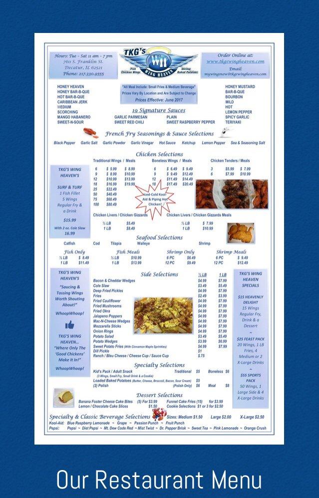 Menu at TKG'S Daily Delights, LLC restaurant, Decatur