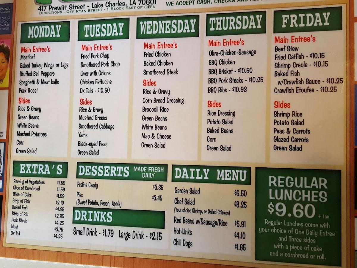 Menu at The Kitchen restaurant, Lake Charles, 417 Prewitt St