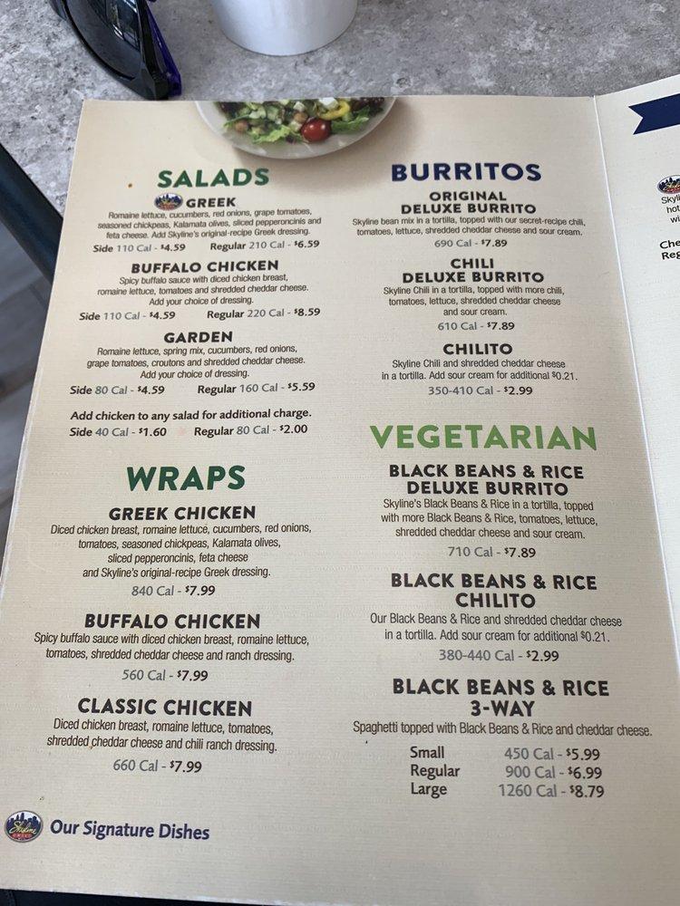 Menu at Skyline Chili fast food, Lakewood Ranch