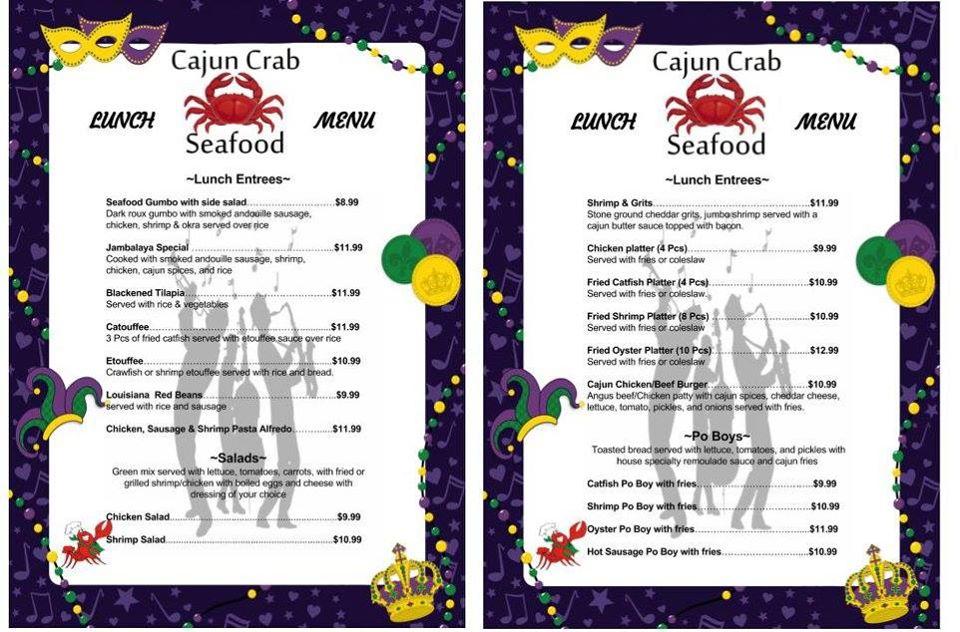 Menu at CAJUN CRAB PUB & GRILL, Irving